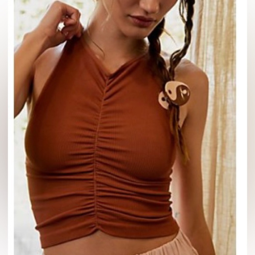 Free People Ruched Cami in Rust